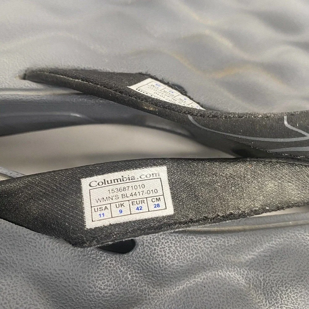 Columbia Sz 11 Womens Flip Flops Thong Omni Grip Techlite Black Water Sandal